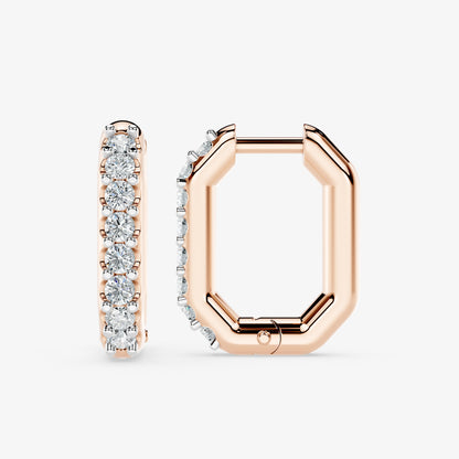 Elongated Round Diamond Hoop Earring