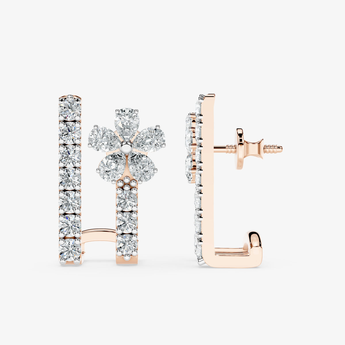 Petal Loop Diamond Huggie Earring