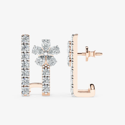 Petal Loop Diamond Huggie Earring