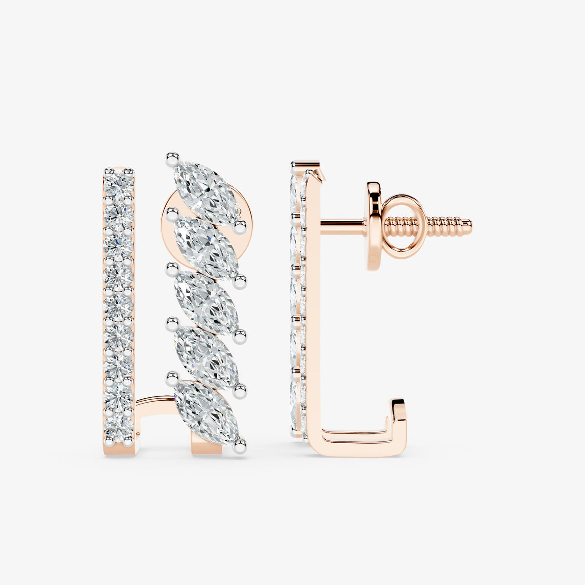 Marquise Vine Diamond Huggie Ring