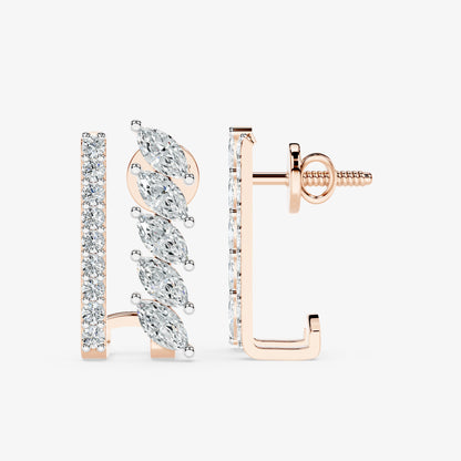 Marquise Vine Diamond Huggie Ring