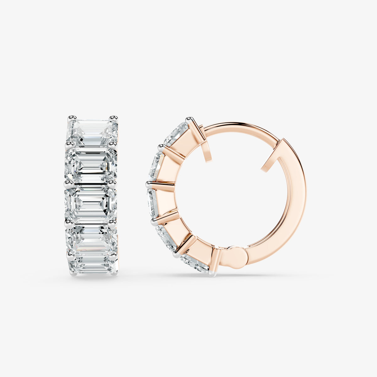 Emerald Edge Diamond Huggie Earrings