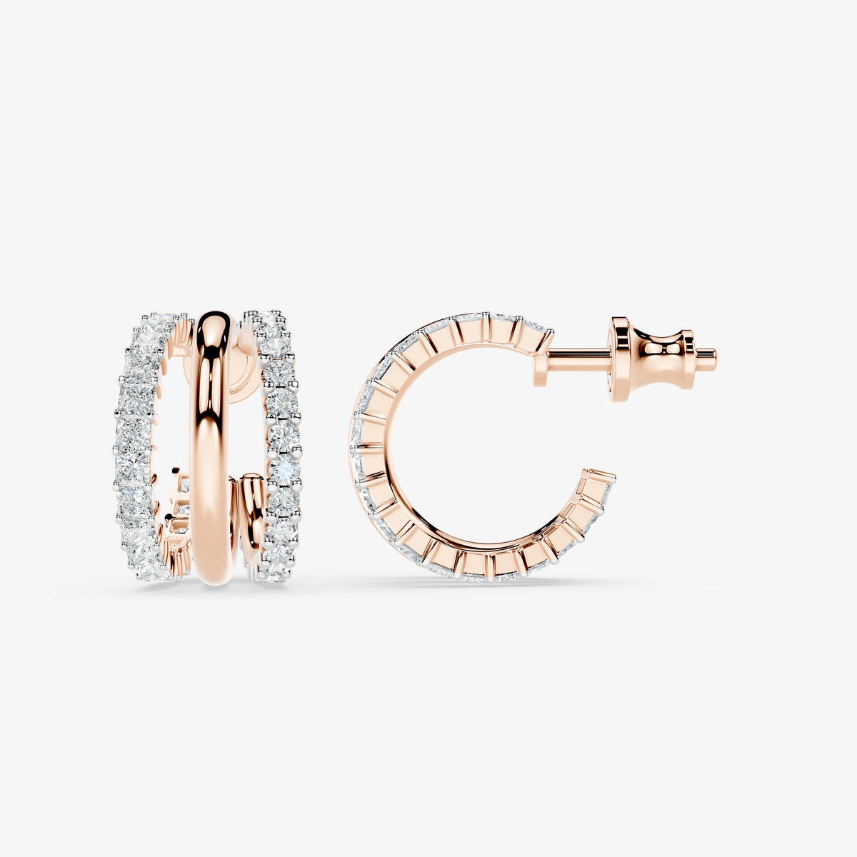 Dual Radiance Diamond Huggie Earrings