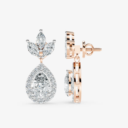 Pear Blossom Diamond Drop Earrings