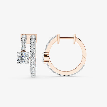 Duo Spark Round Diamond Hoop Earring