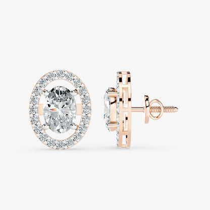 Azure Halo Solitaire Diamond Stud Earrings