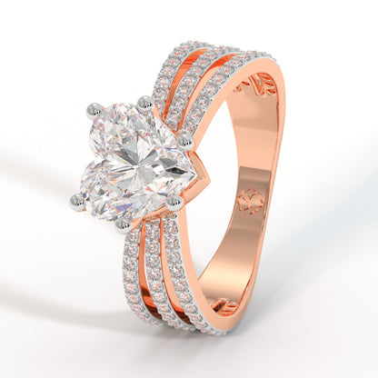 Trinity Heart Diamond Ring