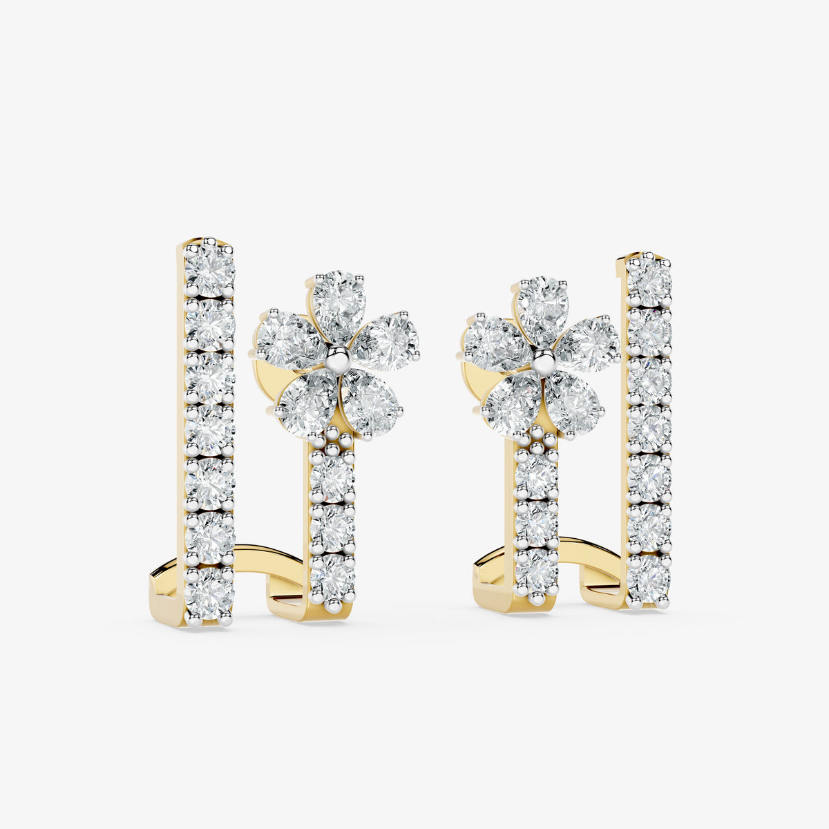 Petal Loop Diamond Huggie Earring