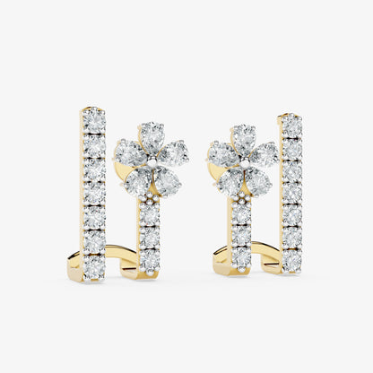 Petal Loop Diamond Huggie Earring
