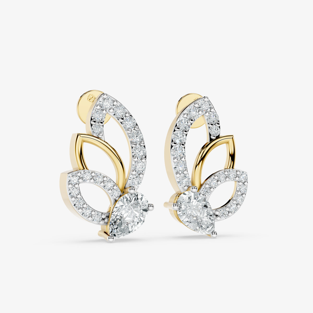 Monarch Wing Diamond Stud Earrings