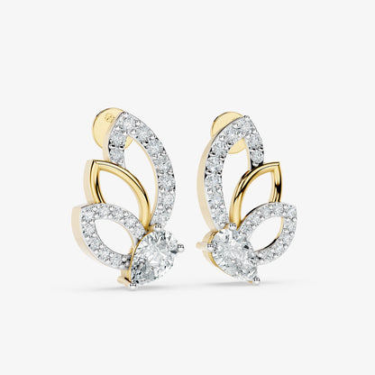 Monarch Wing Diamond Stud Earrings