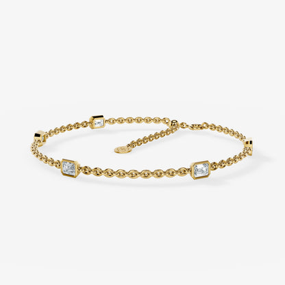 Baguette Gold Chain Bracelet