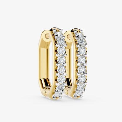 Elongated Round Diamond Hoop Earring