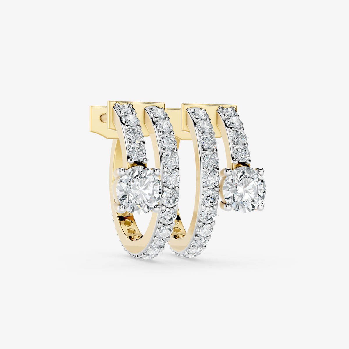 Duo Spark Round Diamond Hoop Earring