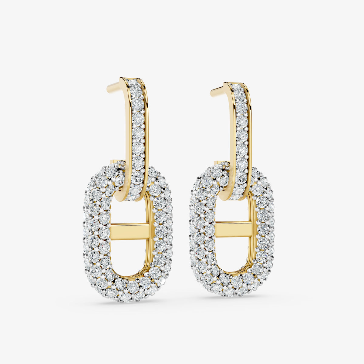 Oval Link Drop Diamond Earrings