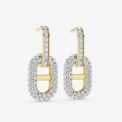 Oval Link Drop Diamond Earrings