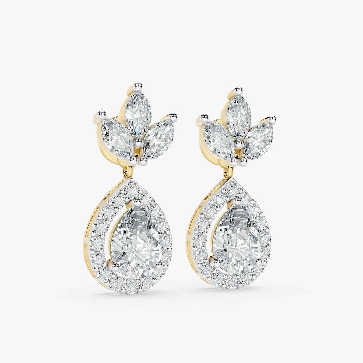 Pear Blossom Diamond Drop Earrings