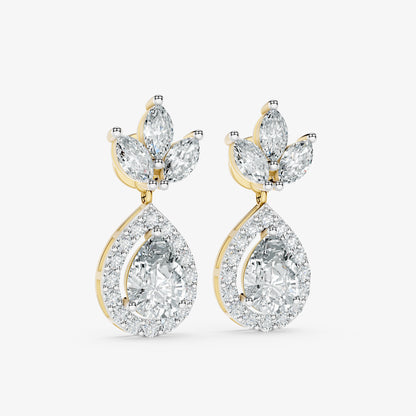 Pear Blossom Diamond Drop Earrings