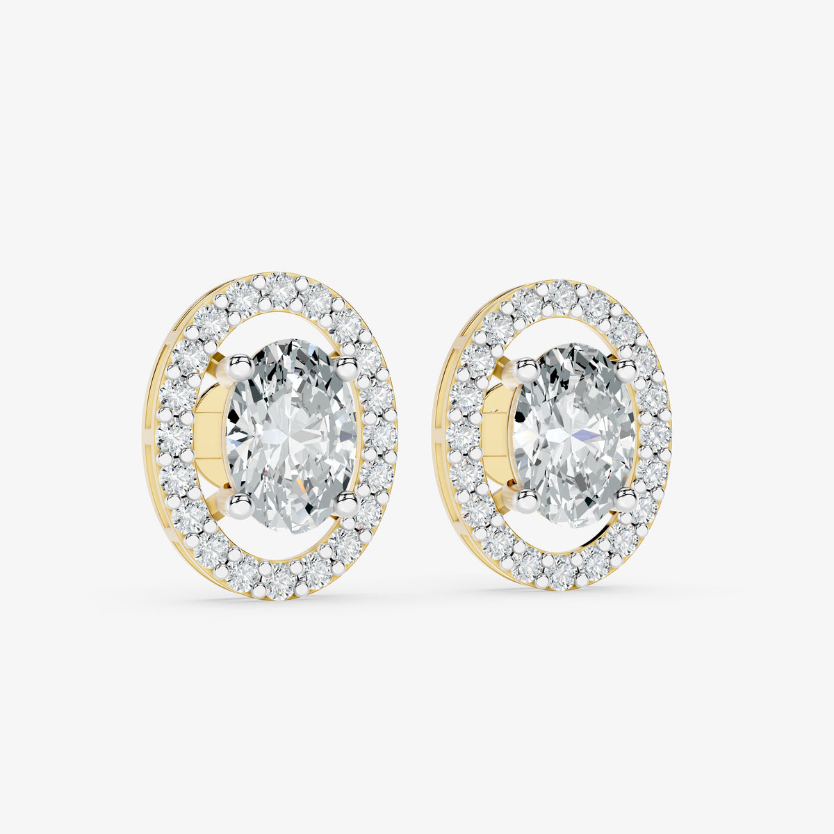 Azure Halo Solitaire Diamond Stud Earrings