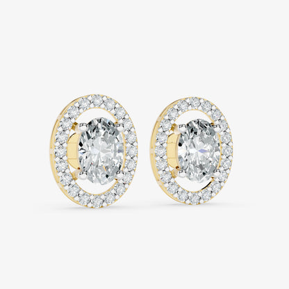 Azure Halo Solitaire Diamond Stud Earrings