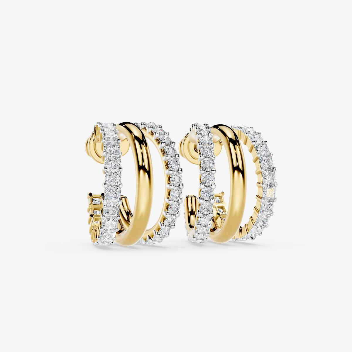 Dual Radiance Diamond Huggie Earrings