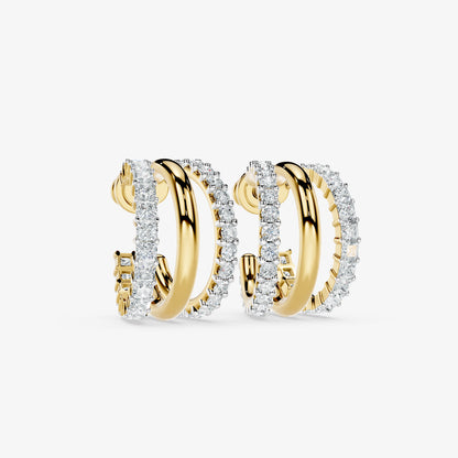 Dual Radiance Diamond Huggie Earrings