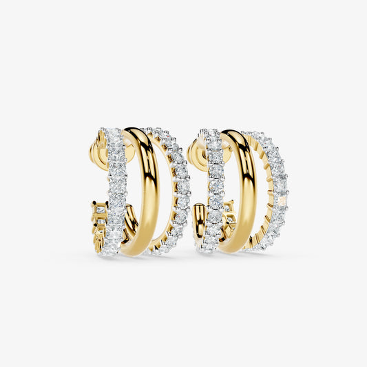Dual Radiance Diamond Huggie Earrings