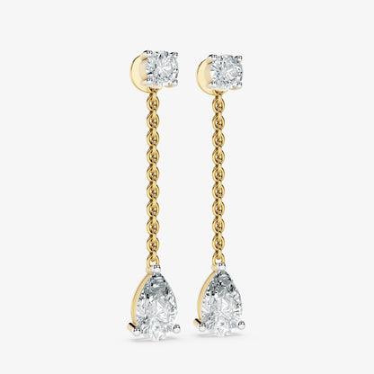 Draped pear Diamond Drop Earrings
