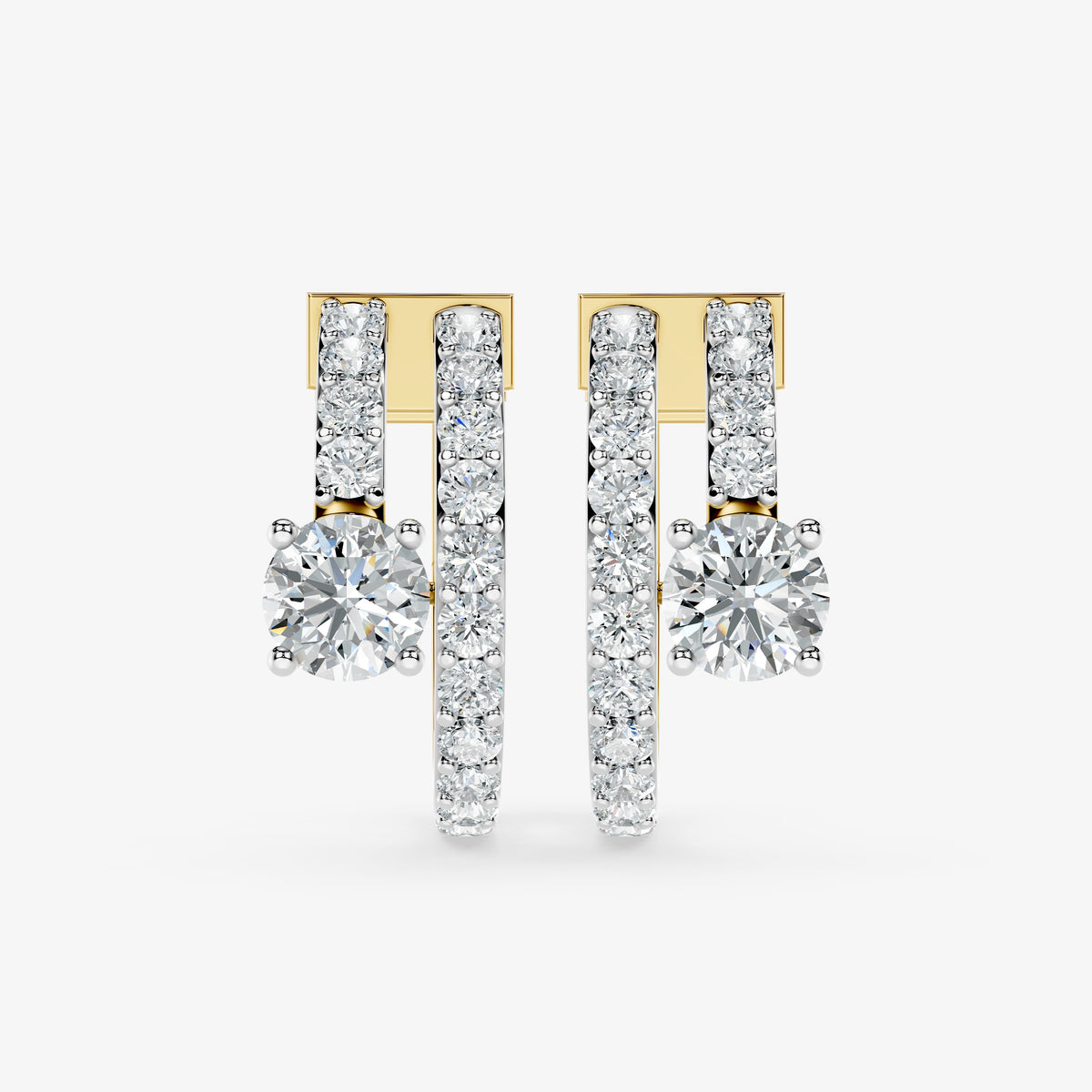 Duo Spark Round Diamond Hoop Earring