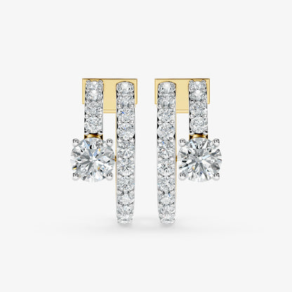 Duo Spark Round Diamond Hoop Earring