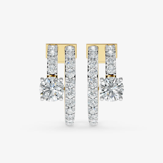 Duo Spark Round Diamond Hoop Earring