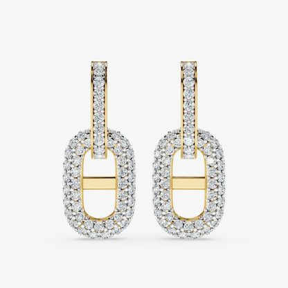 Oval Link Drop Diamond Earrings