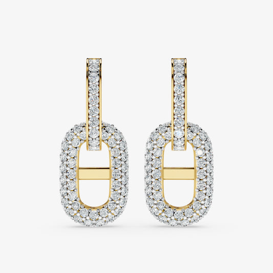 Oval Link Drop Diamond Earrings