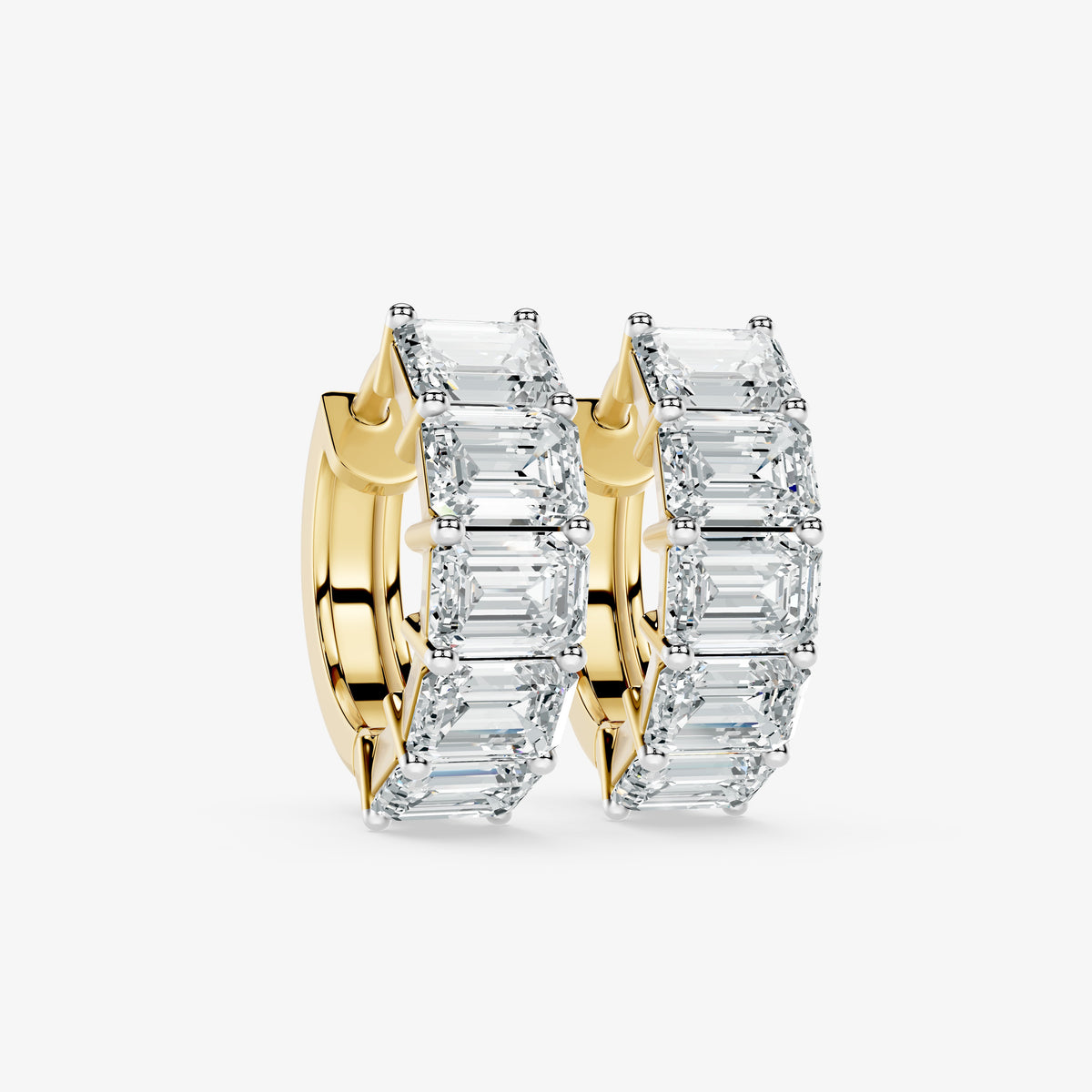 Emerald Edge Diamond Huggie Earrings