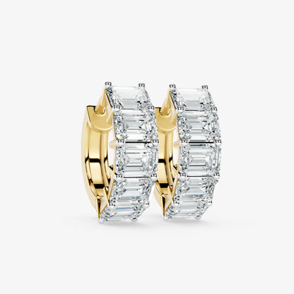 Emerald Edge Diamond Huggie Earrings