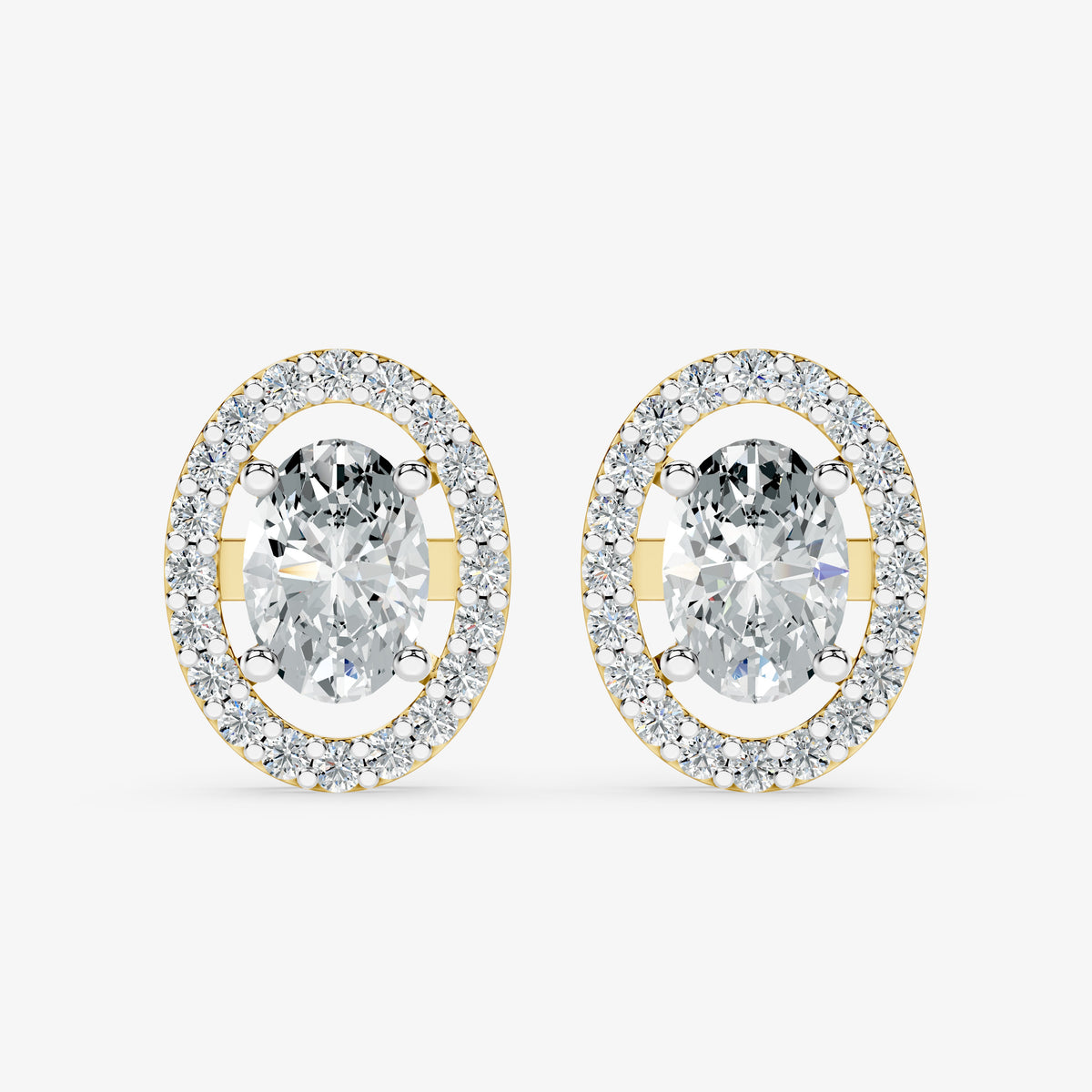 Azure Halo Solitaire Diamond Stud Earrings