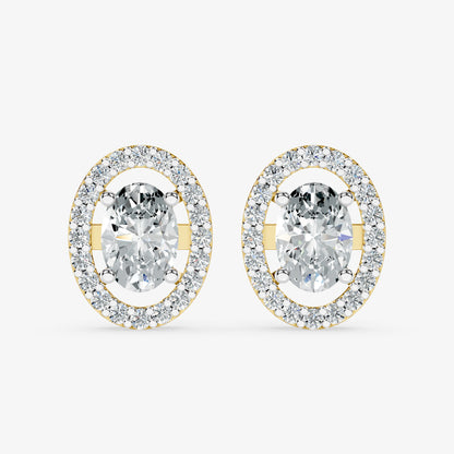 Azure Halo Solitaire Diamond Stud Earrings