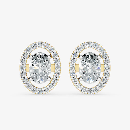 Azure Halo Solitaire Diamond Stud Earrings