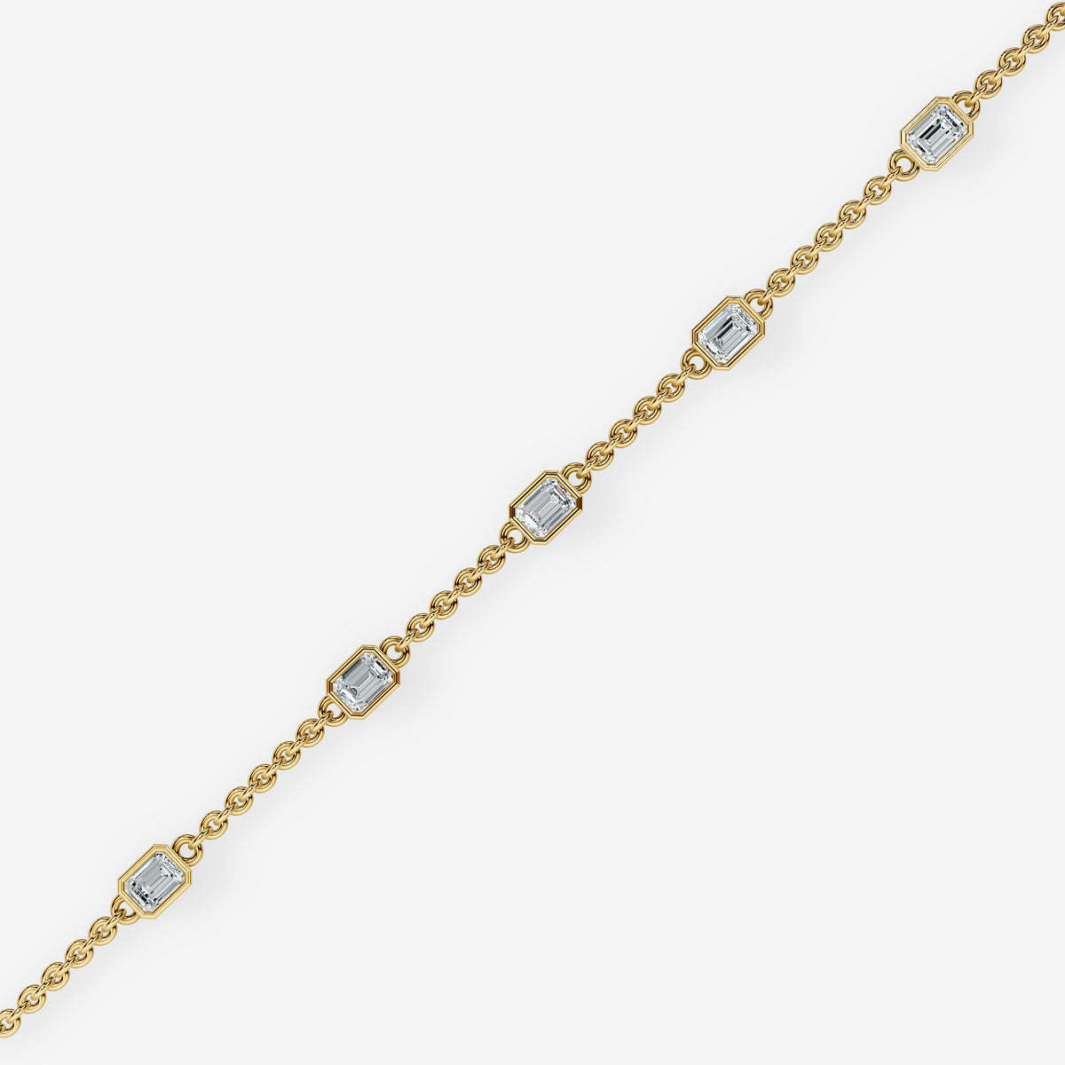 Baguette Gold Chain Bracelet