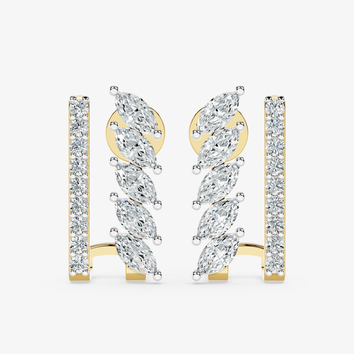 Marquise Vine Diamond Huggie Ring