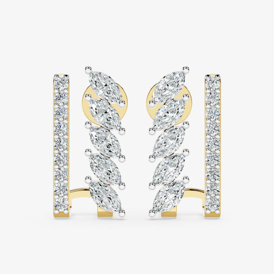 Marquise Vine Diamond Huggie Ring