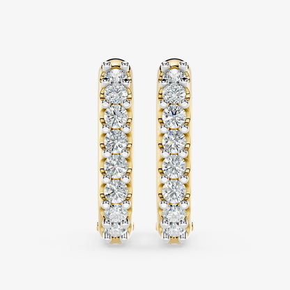 Elongated Round Diamond Hoop Earring