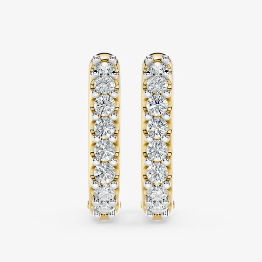 Elongated Round Diamond Hoop Earring