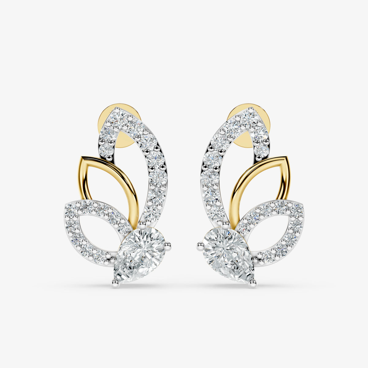 Monarch Wing Diamond Stud Earrings