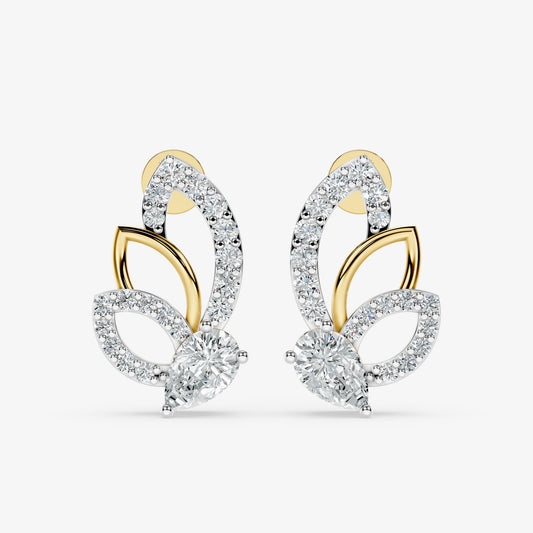 Monarch Wing Diamond Stud Earrings