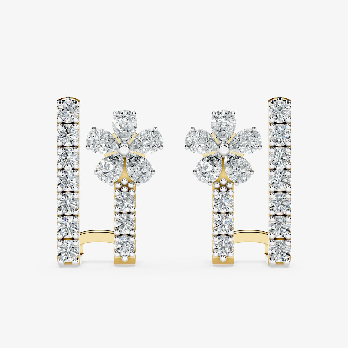 Petal Loop Diamond Huggie Earring