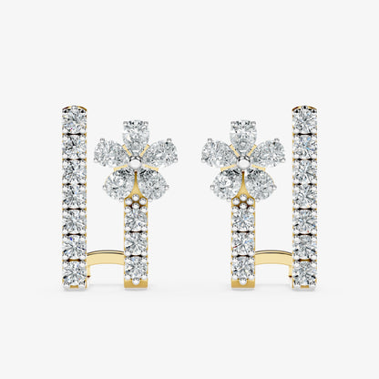 Petal Loop Diamond Huggie Earring