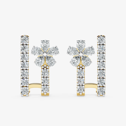 Petal Loop Diamond Huggie Earring