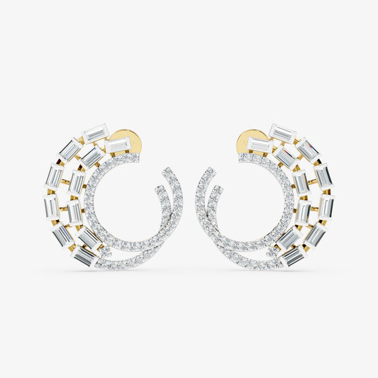 Eclipse Arc Diamond Stud Earrings