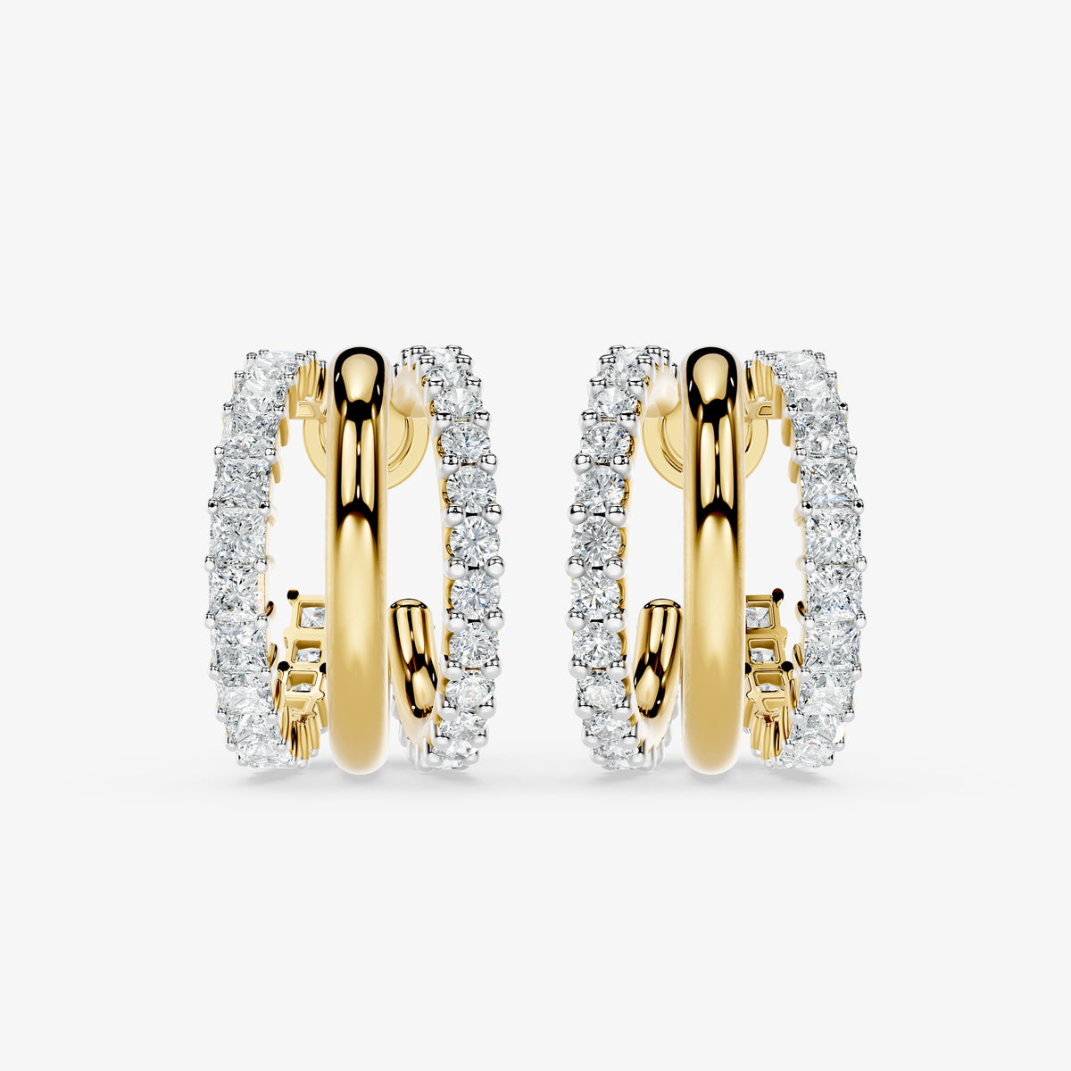 Dual Radiance Diamond Huggie Earrings